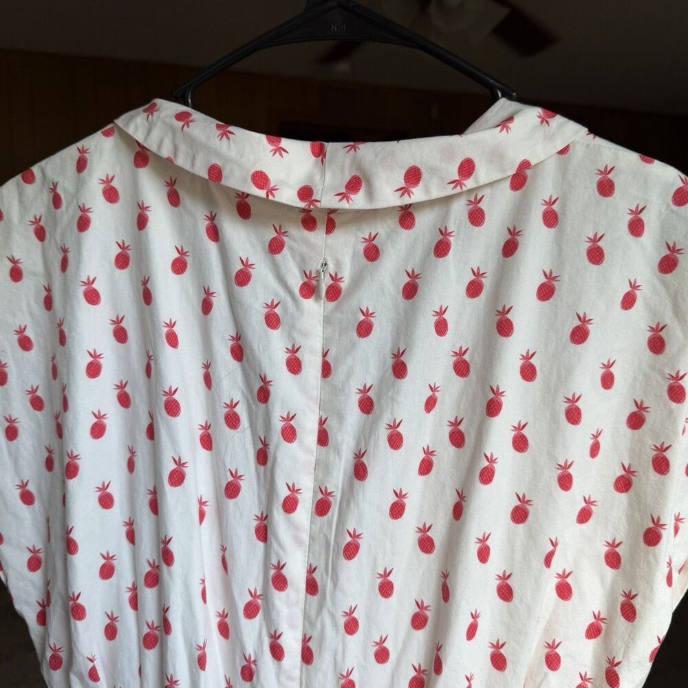 $198 Anthropologie Pineapple Short Sleeve V-Neck Dress Size Small Midi Cottage - Picture 8 of 16